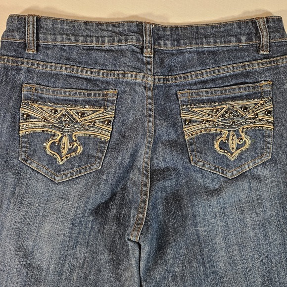 AZI Jeans New York Womens Size 10 Embellished Bootcut Western Chic Boho Glam - Picture 5 of 10